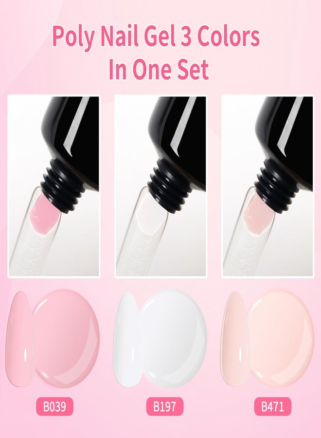 BQAN Poly Nail Gel Kit, 3 Colors -Pink Nude White- Poly Extension Gel With Dual Forms Builder Extension for Nail Tech DIY at Home Manicure Set - Image 2